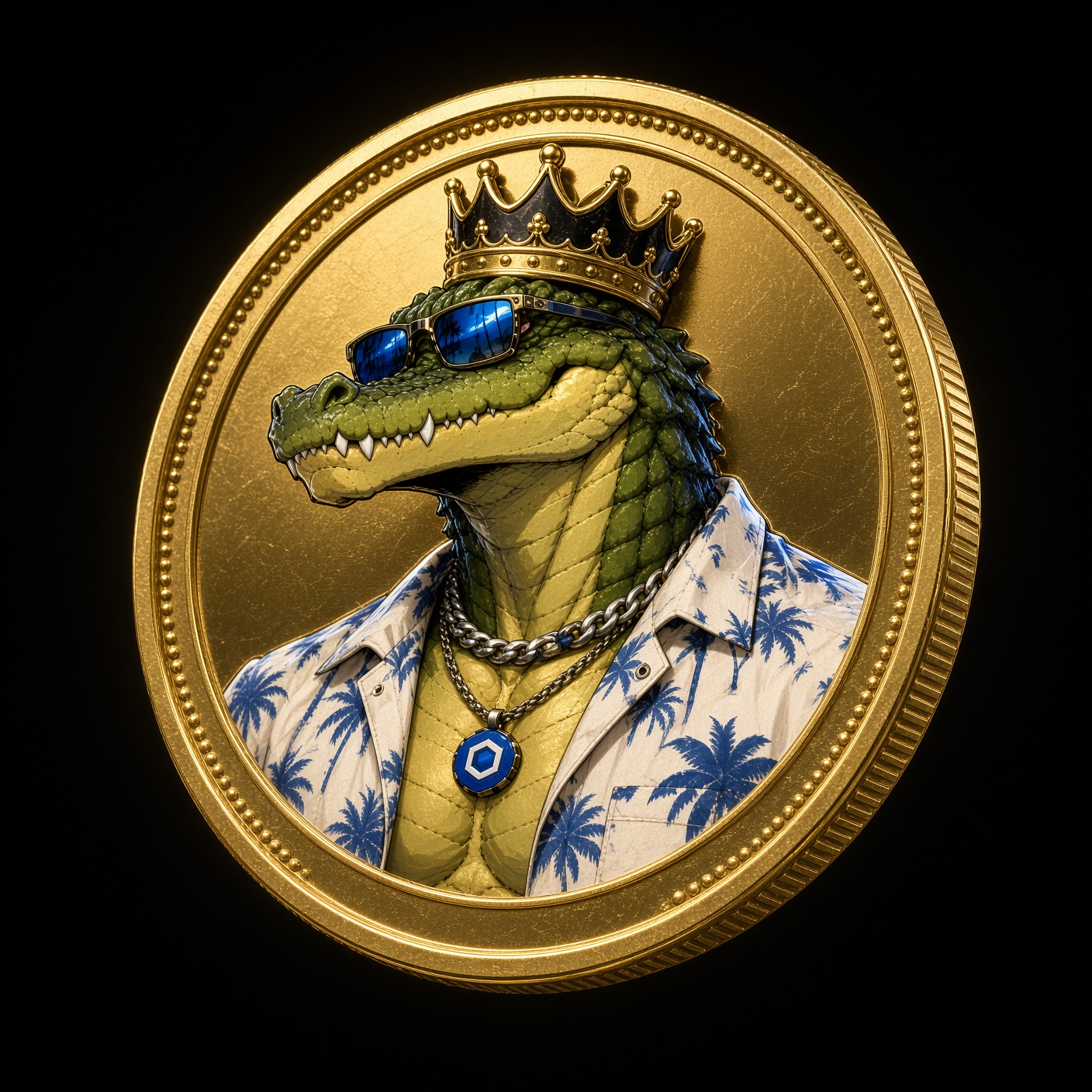 Fade or Flip gold coin with the LFCROOO crocodile